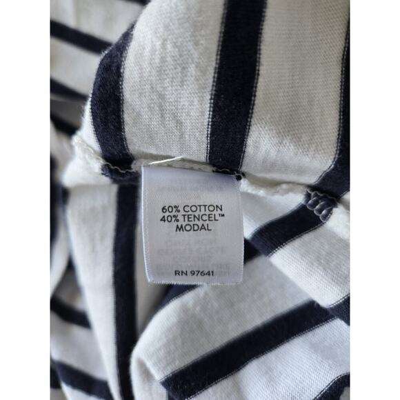 J.Jill XL Women Nautical Black Stripe Blouse Old Money Resort Beach Vacation - Picture 5 of 5